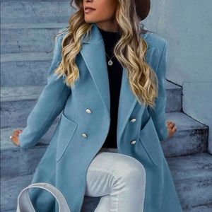 DUST BLUE DOUBLE BREASTED OVERCOAT